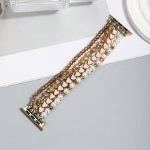1 dây đeo đồng hồ tương thích, dây đeo đồng hồ nữ màu hồng trang sức, tương thích với Apple Watch 38/40/41/42/44/45/46/49mm, tương thích với Apple Watch Series Ultra3/2/1/Se/10/9/8/7/6/5/4/3/2/1, dây đeo đồng hồ nữ thanh lịch - Hoa hồng vàng - Xem 6