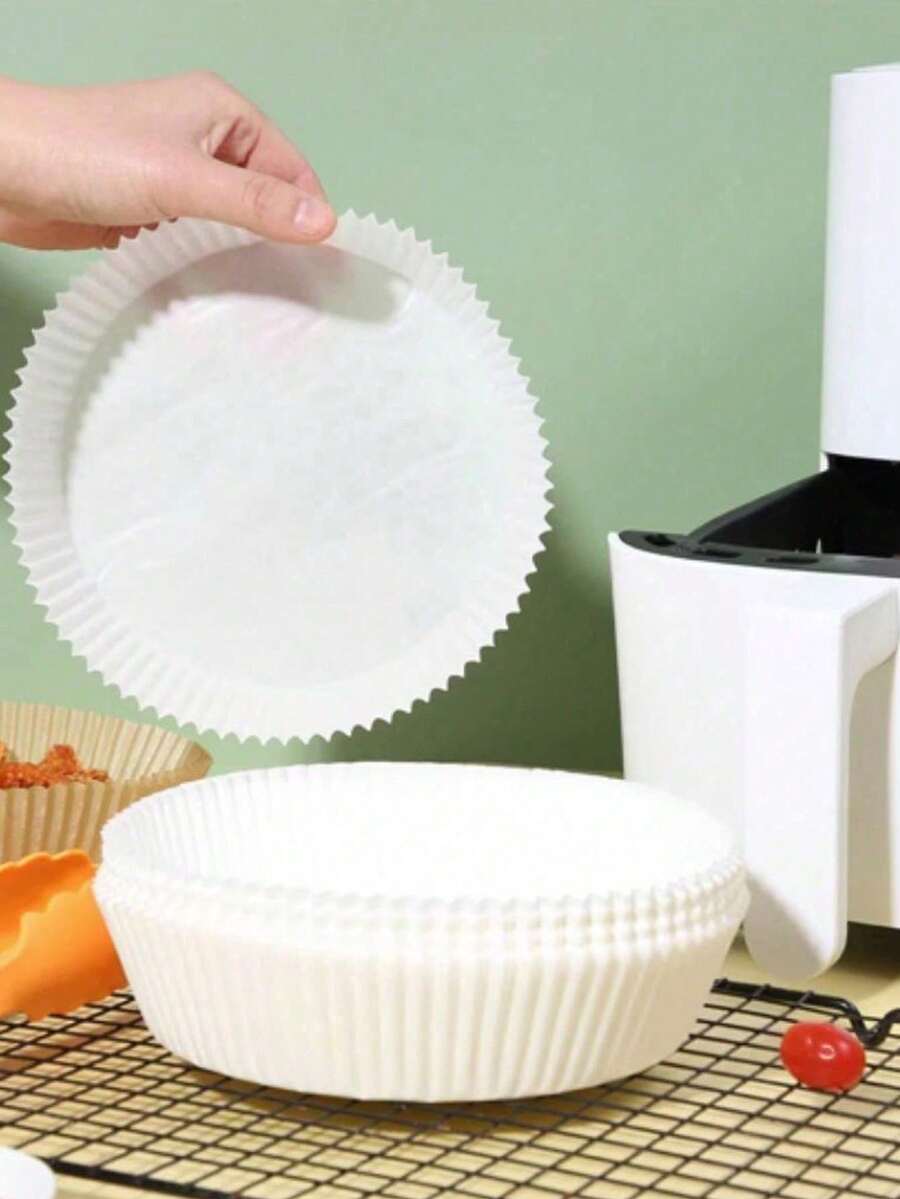 50/100PCS Round Disposable Air Fryer Liners, Non-Stick Oil-Proof Waterproof Heat Resistant Parchment Paper, Baking Paper For Oven Microwave Kitchen Accessories - Multicolor - View 1