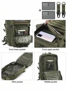MOLLE Expandable Large Capacity Backpack With Adjustable Straps, Free Flag Patch + Quick Release  Hook, Multi-Compartment Storage Outdoor Hiking Bag - Multicolor - View 7