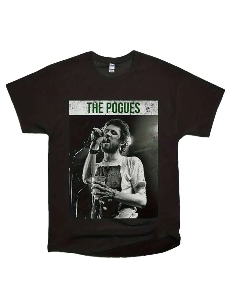 Una elegante camiseta negra nueva con música folk irlandesa clásica de los 80 de The Pogues, fabricada por Gildan. Esta cómoda camiseta para hombre es perfecta para uso casual y es un gran regalo coleccionable, talla grande. - Negro - Ver 1
