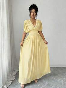 Women Midi Dresses - 鵝黃 - 查看 6