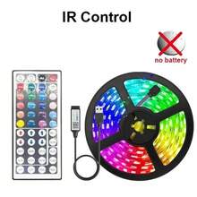 Tira de luces Led inteligente 5050 RGB USB 5V Bluetooth aplicación remota Control cinta Led diodo lámpara de cinta Flexible para retroiluminación de Festival de TV - Controlador IR de 44 teclas - Ver 2
