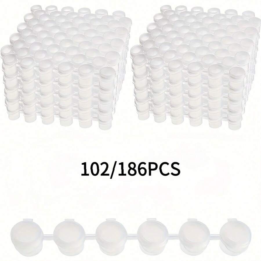 102/186 latas de pintura vacías y 2ml/0,07oz Contenedores de mini pintura acrílica en blanco con tapas, Tarros de pintura de bellas artes vacíos - Multicolor - Ver 1