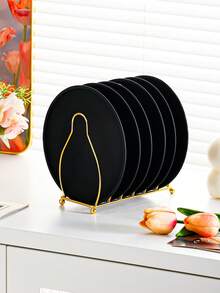 Bộ 4 món/6 món/1 set đĩa tráng miệng tròn bằng thép không gỉ 6.69 inch/17cm 3 màu kèm giá đỡ kim loại, khay đựng đồ ăn màu đen bạc vàng, phù hợp cho đồ ăn nhẹ, bánh, trái cây, tiệc tại gia và trang trí nhà bếp - Nhiều màu - Xem 17