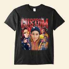Your T-Shirt With Personalized Text, Custom Your Own Bootleg Shirts, Custom Bootleg Rap Tee, Birthday Gift - 酒紅色 - 查看 5