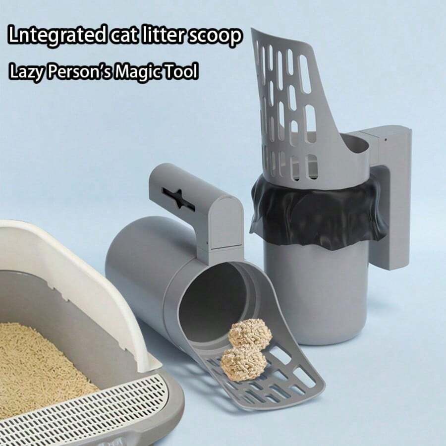 All-In-One Cat Litter Scoop - Litter Disposal Box, No-Touch Design, Includes Trash Bag Dispenser, Ergonomic Handle And Durable Plastic Structure, Easy To Clean, Suitable For Indoor/Outdoor Use - View 1