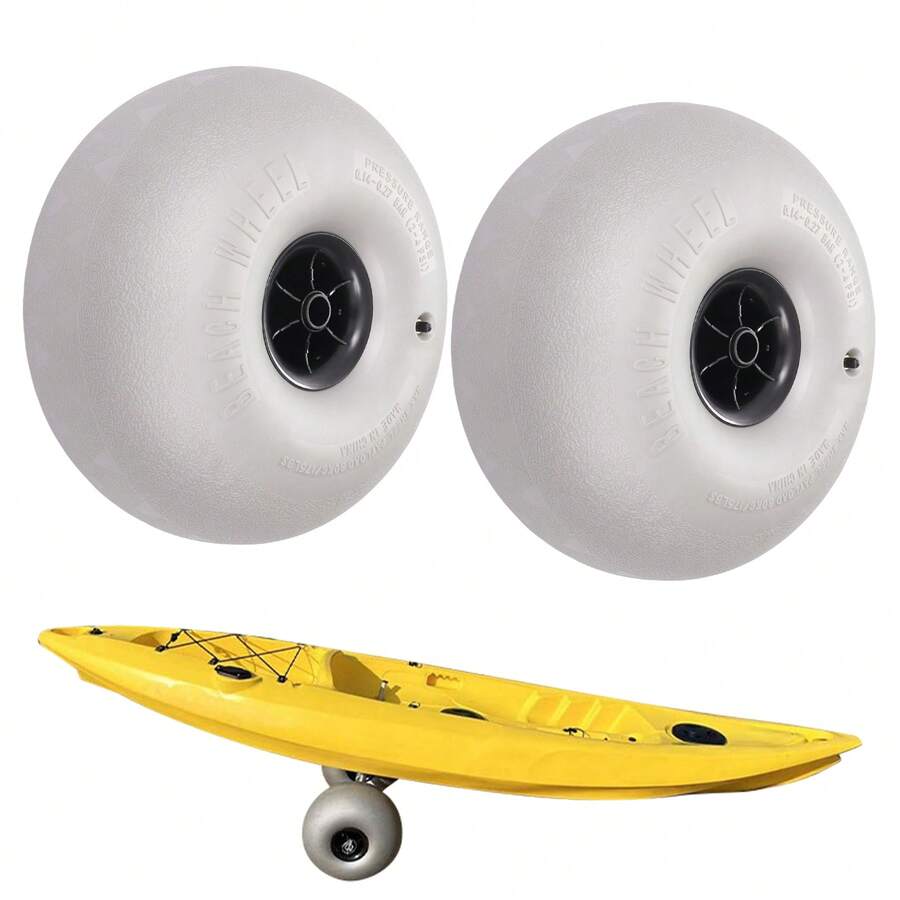 Beach Balloon Wheels, 16" Balloon Wheels Beach Cart Tires, 2 Pack 16" Inflatable Replacement Sand Tires, Replacement Big Sand Wheels For Beach Buggy, Kayak Trolley, Canoe Dolly, Rolling Walker