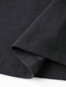 Women Summer Babydoll Tops Slim Fit Lace Trim V Neck Short Sleeve Knitted T-shirts for Daily Office Party - Negro - Ver 9