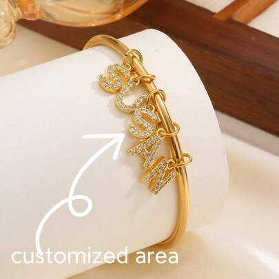 1 chiếc vòng tay chữ cái đính đá thời trang tối giản tùy chỉnh, chất liệu thép không gỉ, thiết kế kín, có thể tùy chỉnh nhiều chữ cái, sản phẩm tùy chỉnh, vòng tay chữ cái, vòng tay nữ, vòng tay tùy chỉnh, vòng tay đôi, quà tặng cho người yêu, phụ kiện nữ, quà Giáng sinh, phụ kiện Halloween, quà sinh nhật, trang sức cá nhân hóa, quà Ngày của Mẹ (Vòng tay kín, kích thước: 6.3cm/2.48inch, kèm hộp quà nhỏ), vòng tay chữ cái đầu