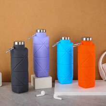 Reusable & Portable Collapsible Water Bottle/Cup (With Leak-Proof Valve) - Silicone Foldable Travel Bottle (Upgraded Design); Ideal For Fitness, Camping, Hiking, Travel, And Various Sports; Lightweight And Durable. - Orange - View 5