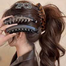 2pcs New Retro Banana Hair Clips, Suitable For High Ponytail, Fit For Dates, Parties And Work Outfits - A - View 3