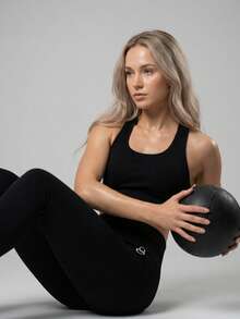 Women's Two-Piece Ribbed Design Activewear Set, Fitness Set, Workout Set, Legging And Top Set With Back Adjuster - 黑色 - 查看 5