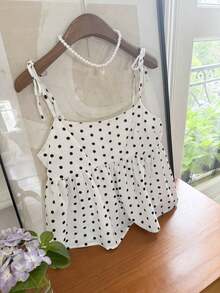 Set de 2 blusas de mujer de lunares blancos y azul marino, camiseta de tirantes de lunares tejidos blancos y azul marino, prendas esenciales de verano para mujer - Blanco 3 - Ver 4