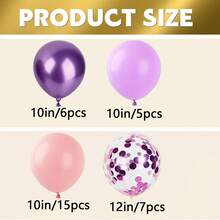 33pcs 10/12 Inch Pink & Purple Latex Balloons Set - Metallic Purple, Purple, Purple Foil Party Balloons With Ribbon, Suitable For Dream Party, Bridal Shower, Birthday, Wedding - Set - View 2