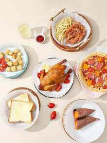 50/100PCS Round Disposable Air Fryer Liners, Non-Stick Oil-Proof Waterproof Heat Resistant Parchment Paper, Baking Paper For Oven Microwave Kitchen Accessories - Multicolor - View 5