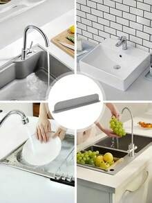 Pelindung Percikan Air Wastafel Silikon dengan Perekat Hisap, Penghalang Air Tahan Air untuk Meja Dapur, Pelindung Wastafel yang Dapat Digunakan Kembali untuk Menghalangi Percikan Air Saat Mencuci Piring, Tahan Lama dan Fleksibel, Ideal untuk Dapur, Kamar Mandi, Wastafel RV, dan Tugas Pembersihan Rumah Tangga, Menjaga Meja Tetap Kering dan Bersih - Pelindung percikan silikon - View 4