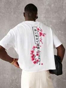 1 pieza Camiseta de manga corta de moda para hombres, diseño exquisito, esencial para el verano, fácil de combinar, muestra tu estilo - Blanco - Ver 2