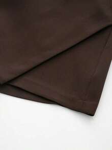 Minifalda asimétrica envolvente de unicolor casual para mujer, falda-pantalón minimalista de moda para el verano - Marron oscuro - Ver 4