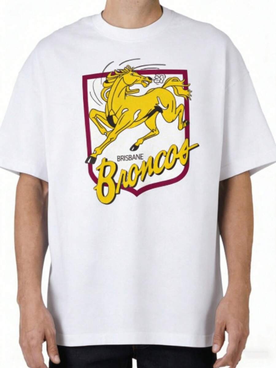 Brisbane Club Men's T-Shirt With Eye-Catching Logo And Geometric Design - Relaxed Crew Neck, Short Sleeve, Regular Fit, Casual And Sporty T-Shirt Suitable For Everyday Wear And Club Events - Comfortable Fit, Collectible Logo T-Shirt. - 白色 - 查看 1