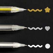6pcs White, Gold, Silver Neutral Fine Tip Fluorescent Markers, Large Capacity Disposable, Suitable For Art, Painting, Design, Illustration, Artist Supplies, Back To School - Sets - View 11