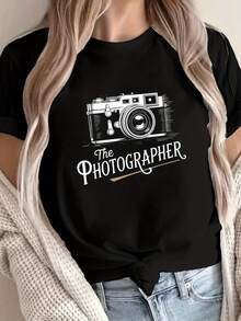 Talla grande - talla extra grande - camiseta de mujer, hecha de algodón puro, tela ligera y transpirable, diseño de cuello redondo, diseño estampado, corte de manga corta, adecuada para primavera y verano. - Negro - Ver 6