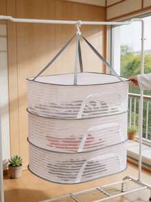 1pc,White/Black/Green,Foldable Food Drying Net Multi-Purpose Rack For Dried Fish, Vegetables, Herbs, And Jerky - Anti-Fly Cage With Fine Mesh Cover, UV-Resistant Material - Compact For Balcony, Deck, Or RV - Includes Removable Tray For Easy Cleaning - View 13