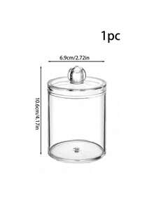 1/2/3/4/6pcs QTIP Stand With Plastic Lid, 10 Oz Clear Pharmacist Jar, Bathroom Organizer, Make-Up Round Pads, Swabs, Floss Pickup Storage Container - Clear - View 13