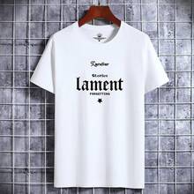 Camiseta de algodón estampada de corte holgado para hombre - Blanco - Ver 6