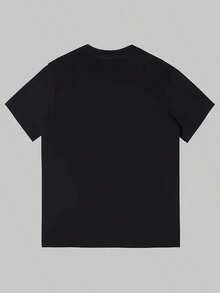 [Loose Fit T-Shirt] Men's Black T-Shirt With Rare Breed Print - Loose Fit Short Sleeve T-Shirt With Gold Graphic, Breathable, Casual, For Summer, Urban Style - 黑色 - 查看 3
