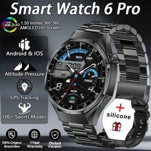 Reloj 6 Pro Upgrade Smart Watch Hombres Gps Deportes Fitnes Impermeable Siempre Reloj Business Smartwatch Hombre Para Android Io - Acero Negro - Ver 1
