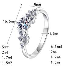 Swaro Anillo de plata de ley S925 con moissanita para mujer, exquisito y compacto, adecuado para uso diario, sencillo y versátil, perfecto como regalo para las fiestas.Diamante sintético Moissanita, pasa detector de diamantes - moissanita de 1 quilate - Ver 6