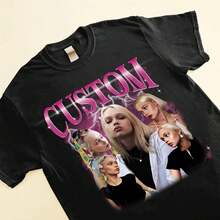 Tu Camiseta con Texto Personalizado,Custom Your Own Bootleg Shirts,Custom Bootleg Rap tee,Regalo de Cumpleaños - Negro - Ver 6