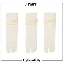 1/3 Pairs Summer Thin Women's Toe Separator Socks, Lace Trim Toe Socks, Suitable For Pig Nose Shoes, No Heel Design - Multicolor - View 35