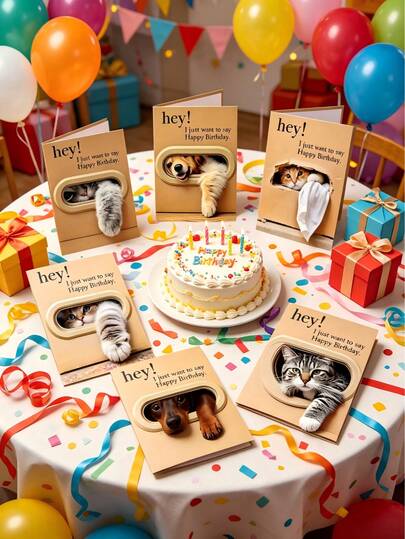 Set van 6 schattige verjaardagskaarten met dierenmotief, inclusief envelop en kaart met dierenprint. Tekst: "Bedankt dat je mijn verjaardag viert". Grappige tekstkaart, leuk cadeau, verjaardagskaart, kaart met hartelijke wensen, verjaardagsdecoratie, perfect verjaardagscadeau voor vrienden.