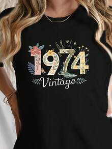 Talla grande - talla extra grande - camiseta de mujer, hecha de algodón puro, tela ligera y transpirable, diseño de cuello redondo, diseño estampado, corte de manga corta, adecuada para primavera y verano. - Negro - Ver 6