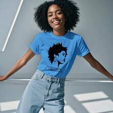 African American History T-Shirt For Men And Women, Black Print T-Shirt, Magic Fashion Retro Black T-Shirt With Natural African American Hairstyle - 藍湖 - 查看 3