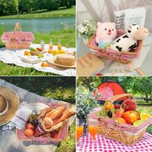 Grand panier de pique-nique en osier avec poignée, panier cadeau à remplir, panier à ouverture supérieure convenant pour le jardinage, les fruits, les bonbons, le vin, la collecte d'œufs de Pâques, les mariages, les légumes et plus encore - Multicolore - Voir 4