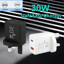 30W USB-C 充电器，USB-A+USB-C 电源适配器插头，PD30W+QC3.0 快充电源，充电插头电源插头兼容 17/16/15/14/13 Plus Pro Max Mini，兼容 / Galaxy 系列 - 查看 2