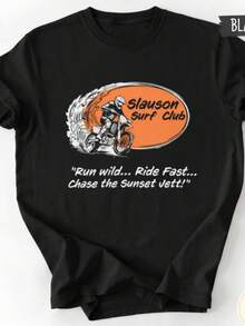 Dam T-shirt med tryck, rund hals, Slauson Surf Club Jett Fundraiser T-shirt |   Sunset Surf Graphicsport kläder - Svart - Visa 1