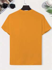 Boys' Graphic Print Cotton T-Shirt, Creative Kids' T-Shirt, Lightweight And Comfortable Short Sleeve Casual T-Shirt, Summer Clothes For Children - 橘色 - 查看 2
