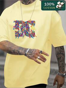 Camiseta de manga corta casual para hombre, camiseta transpirable cómoda de cuello redondo para todo el hogar y actividades al aire libre, camiseta deportiva casual de manga corta con estampado de color sólido de estilo primavera-verano, ideal como regalo para hombre - Albaricoque - Ver 6