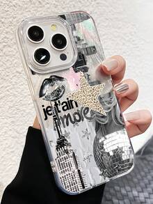 1pc Feather Shell IMD Lens Protection Anti-Drop Leopard Print, Star, New York Night Pattern Personalized Phone Case Compatible With 16 Pro Max, 17/16/15/14 Plus/13/12/11, Also Suitable For Series, Graphic Print - Multicolor - View 2