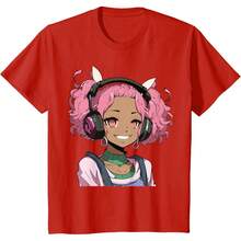 African American Anime And Music T-Shirt For - 紅色的 - 查看 4
