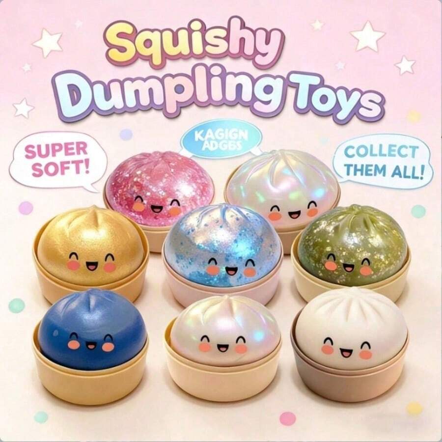 1 Đồ chơi giảm căng thẳng bánh bao mini Shilin dễ thương: Bóng bóp bánh bao mềm nhiều màu, đồ chơi cảm giác co giãn để bàn, giảm lo âu, trang trí nhà cửa | Quà tặng lý tưởng cho gia đình và bạn bè [Bánh bao vật lý có thiết kế mắt mở với má hồng] - Nhiều màu - Xem 1