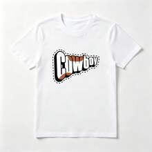 Estilo Vaquero Playera de Algodón Blanca con Diseño Retro - Blanco - Ver 1
