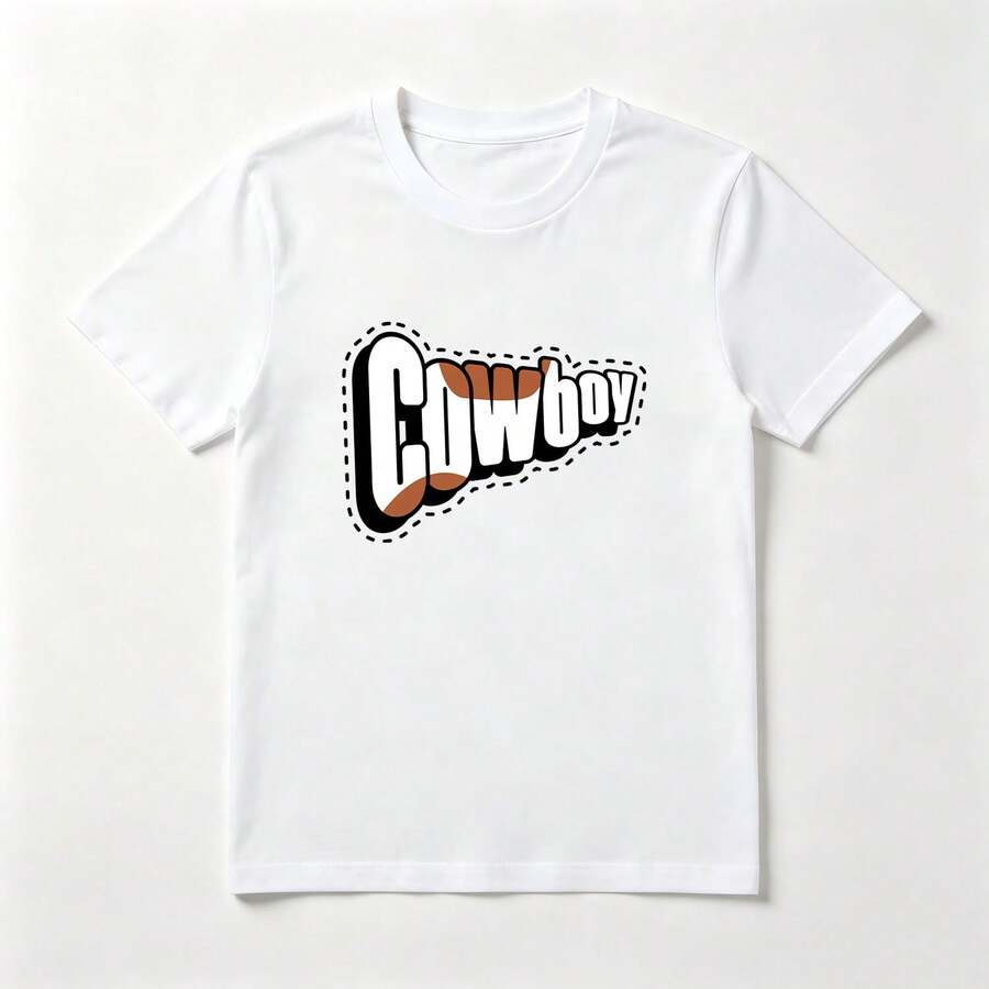 Estilo Vaquero Playera de Algodón Blanca con Diseño Retro - Blanco - Ver 1
