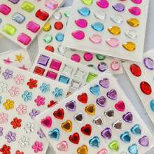 11 piezas de pegatinas de diamante de imitación autoadhesivas, en formas y tamaños surtidos, adecuadas para manualidades, decoraciones brillantes, maquillaje, artesanías y decoraciones, aplicables para manualidades, arte corporal, arte de uñas, eventos de maquillaje, etc. - Multicolor - Ver 2