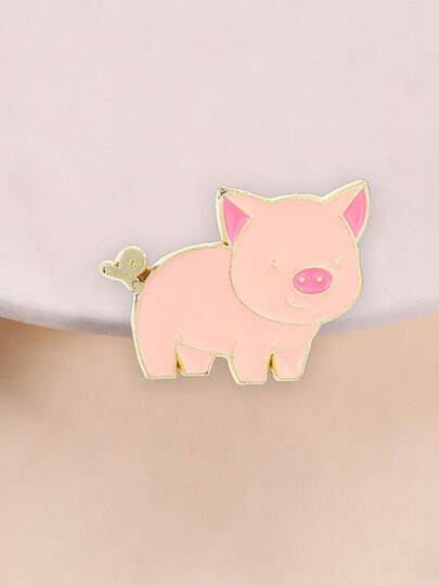 1pc Creative Cute Pink Pig Enamel Brooch, Fashion Clothing & Bag Accessory, Unisex Design, Gift For Friends