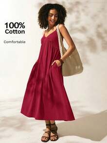 fsvsEaselle Vestido de tirantes sólidosdvs INMN - Burdeos - Ver 1