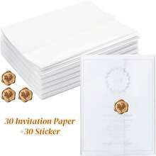 30 Sets 5x7 Inch Pearl Paper Invitation Cards, Pre-Folded 5x7 Inch Wedding Invitation Pearl Paper Set With Wax Seal Stickers, 115g Transparent Luxury Wedding Invitation Accessories - Transparent - View 9
